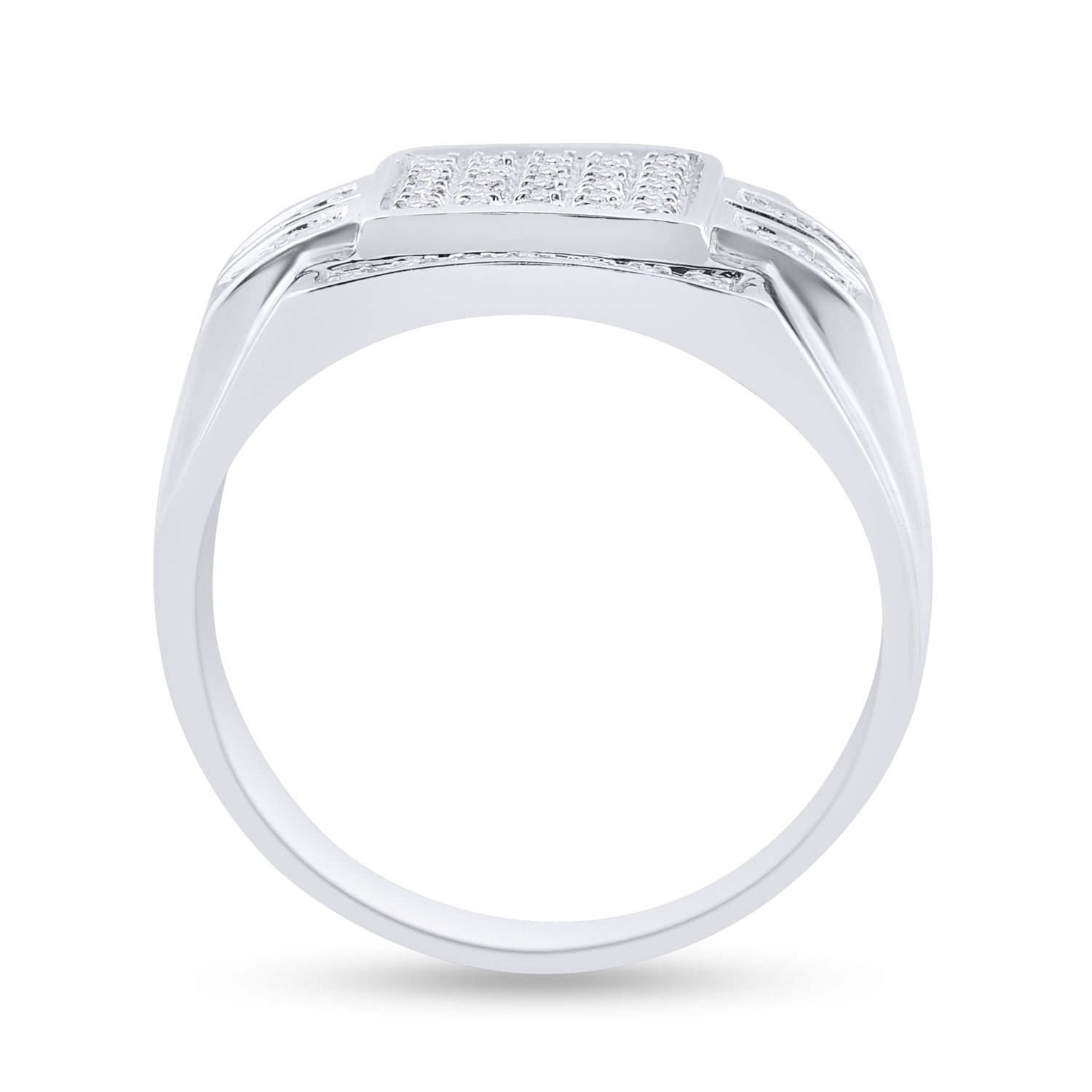 10kt White Gold Mens Round Diamond Square Cluster Ring 1/3 Cttw