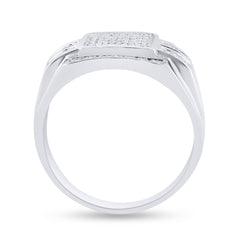 10kt White Gold Mens Round Diamond Square Cluster Ring 1/3 Cttw