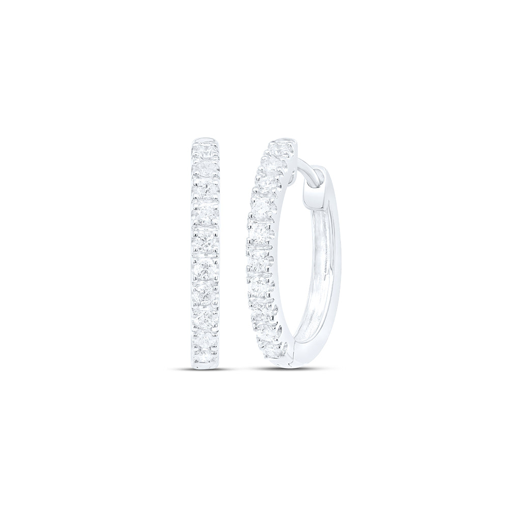 10K White Gold 1/4 CTW-Natural Diamond Fashion Hoops Earring 1.69 Gram