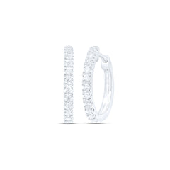 10K White Gold 1/4 CTW-Natural Diamond Fashion Hoops Earring 1.69 Gram