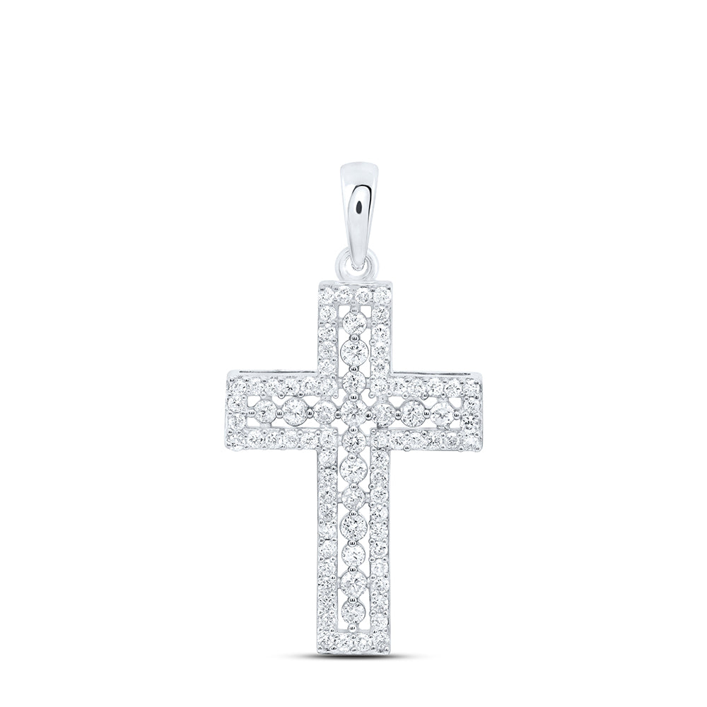 14K White Gold 1/2 CTW-Natural Diamonf Pendant 1.94 Gram