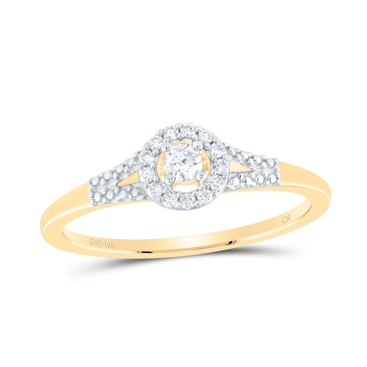 10K Yellow Gold Womens Round Natural Diamond Solitaire Promise Bridal Ring 1/8 CTW 1.7 Gram