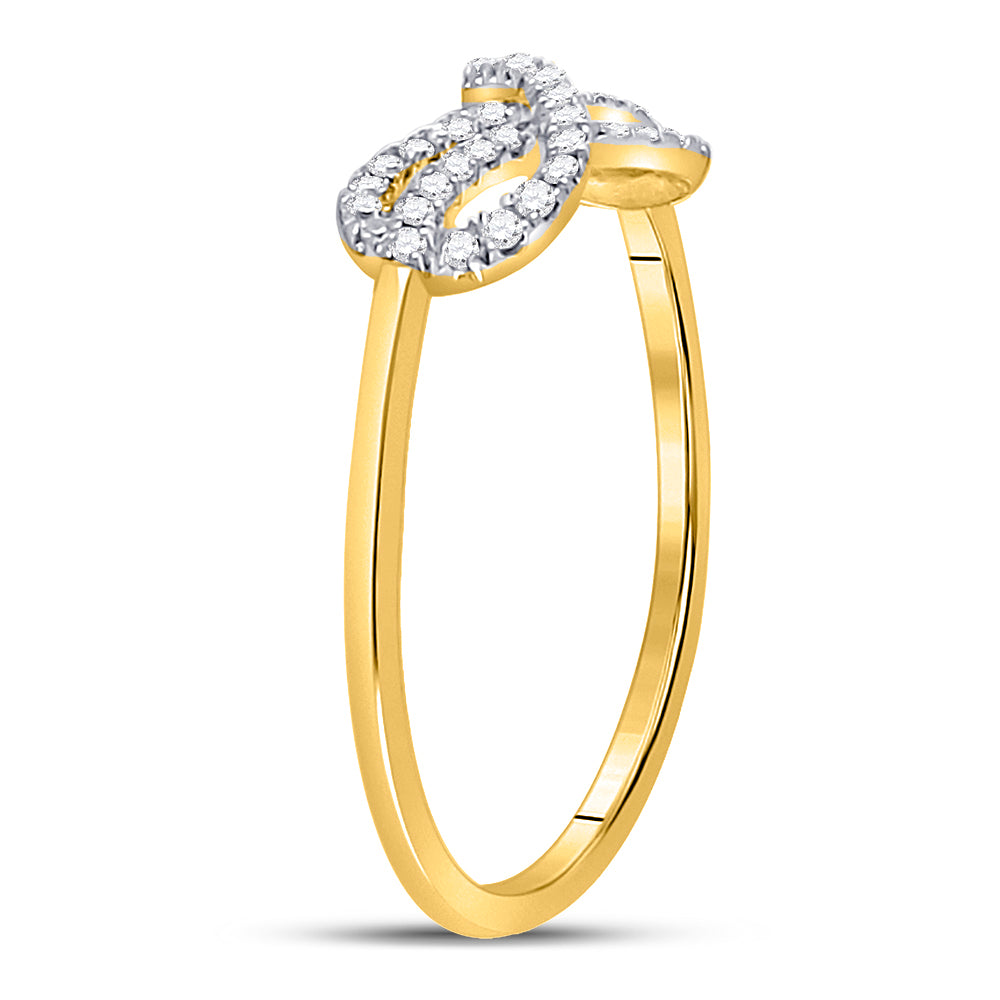 10K Yellow Gold Womens Round Natural Diamond Infinity Fashion Ring 1/6 CTW 0.8 Gram