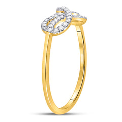 10K Yellow Gold Womens Round Natural Diamond Infinity Fashion Ring 1/6 CTW 0.8 Gram