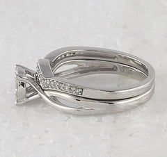 10K White Gold Womens Round Natural Diamond Twist Bridal Wedding Engagement Ring Band Set 1/3 CTW 4.37 Gram