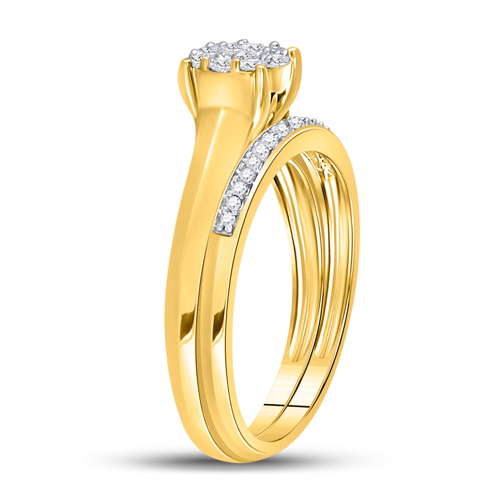 10kt Yellow Gold Womens Round Diamond Bridal Wedding Engagement Ring Band Set 1/3 Cttw