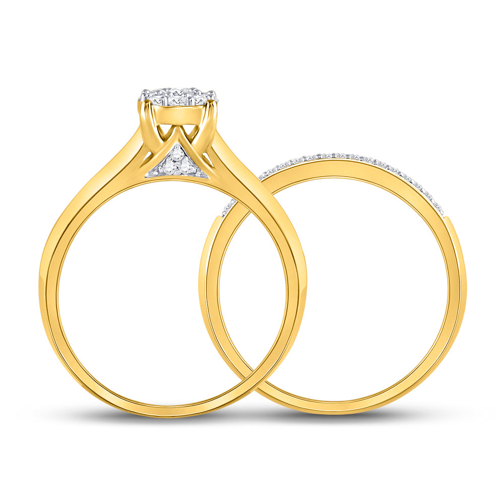 10kt Yellow Gold Womens Round Diamond Bridal Wedding Engagement Ring Band Set 1/3 Cttw