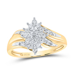 10K Yellow Gold Womens Round Natural Diamond Cluster Ring 1/10 CTW 2.3 Gram