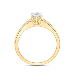 10kt Yellow Gold Womens Round Diamond Flower Cluster Ring 1/4 Cttw