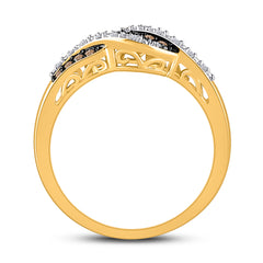 10kt Yellow Gold Womens Round Brown Diamond Band Ring 1/5 Cttw