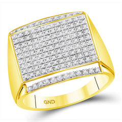 10kt Yellow Gold Mens Round Diamond Cluster Ring 3/8 Cttw