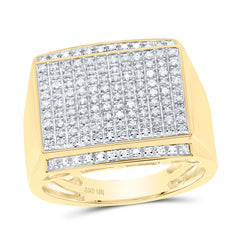 10kt Yellow Gold Mens Round Diamond Cluster Ring 3/8 Cttw