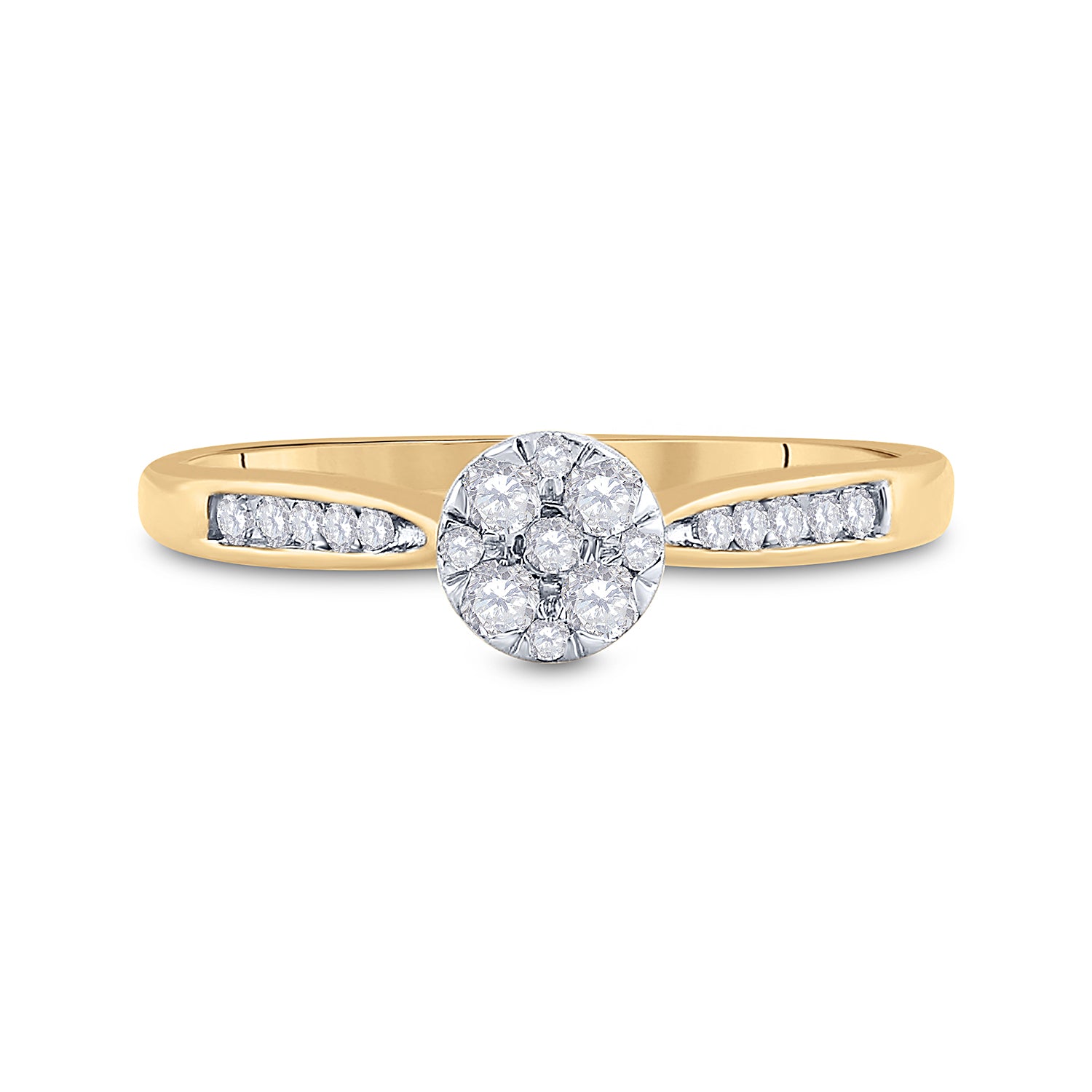 14kt Yellow Gold Womens Round Diamond Cluster Bridal Wedding Engagement Ring 1/4 Cttw