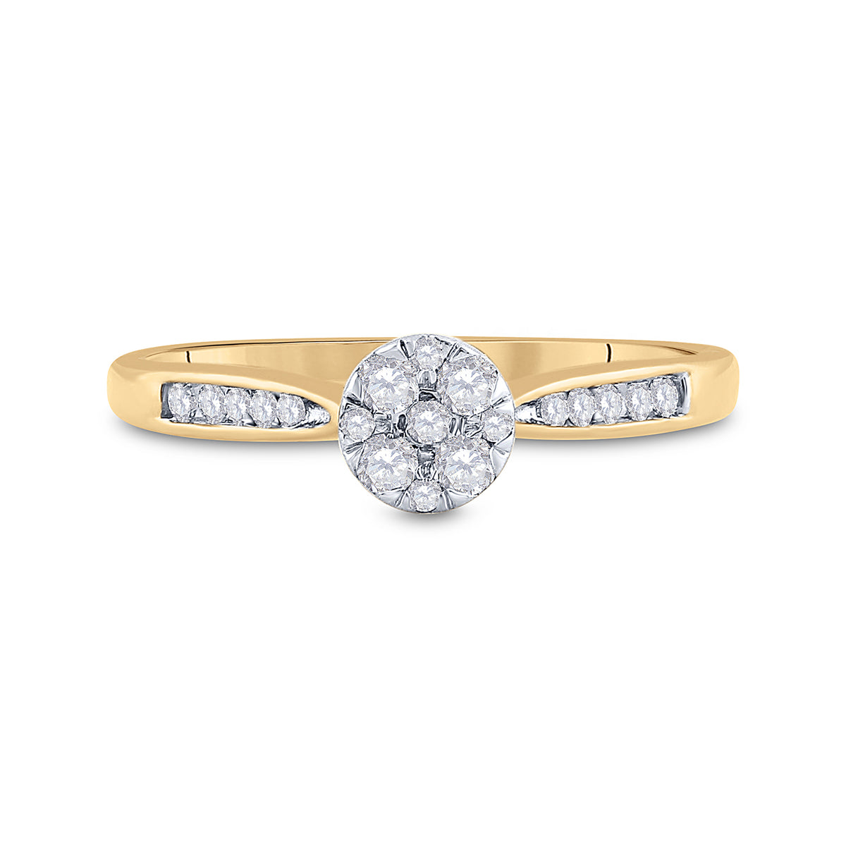 14kt Yellow Gold Womens Round Diamond Cluster Bridal Wedding Engagement Ring 1/4 Cttw