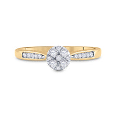 14kt Yellow Gold Womens Round Diamond Cluster Bridal Wedding Engagement Ring 1/4 Cttw