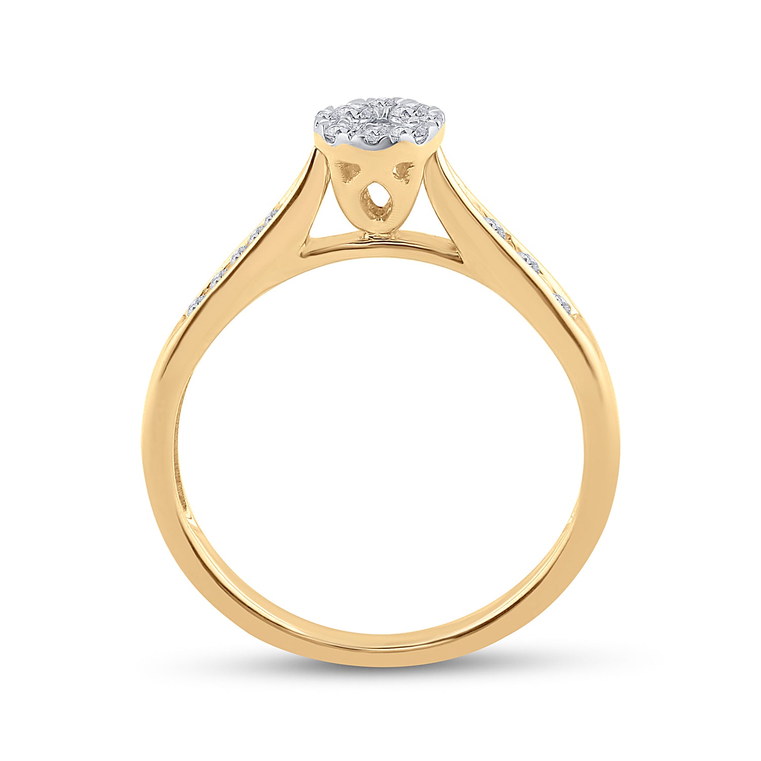 14kt Yellow Gold Womens Round Diamond Cluster Bridal Wedding Engagement Ring 1/4 Cttw