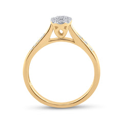 14kt Yellow Gold Womens Round Diamond Cluster Bridal Wedding Engagement Ring 1/4 Cttw