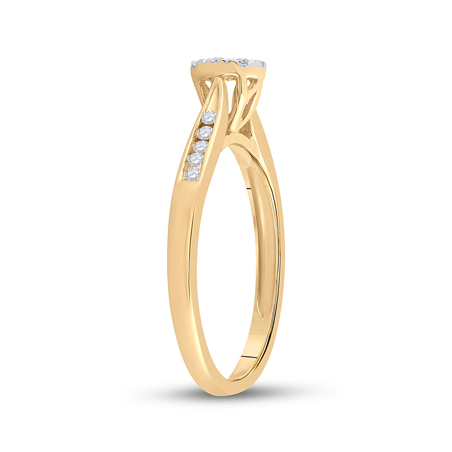 14kt Yellow Gold Womens Round Diamond Cluster Bridal Wedding Engagement Ring 1/4 Cttw