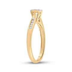 14kt Yellow Gold Womens Round Diamond Cluster Bridal Wedding Engagement Ring 1/4 Cttw
