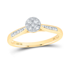 14kt Yellow Gold Womens Round Diamond Cluster Bridal Wedding Engagement Ring 1/4 Cttw