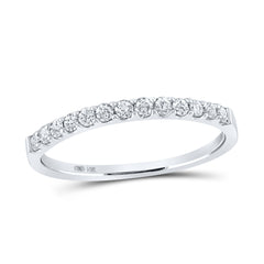 14K White Gold Womens Round Natural Diamond Slender Wedding Anniversary Band 1/4 CTW 1.24 Gram