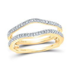 14kt Yellow Gold Womens Diamond Ring Guard Wrap Solitaire Band Enhancer 1/4 Cttw
