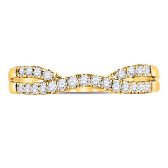 14K Yellow Gold Womens Round Natural Diamond Contour Enhancer Wedding Band 1/4 CTW 1.8 Gram