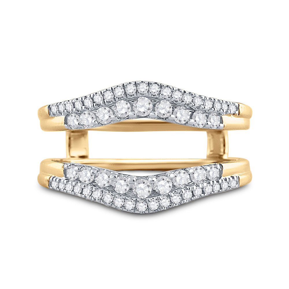14kt Yellow Gold Womens Round Diamond Wrap Ring Guard Enhancer 1/2 Cttw