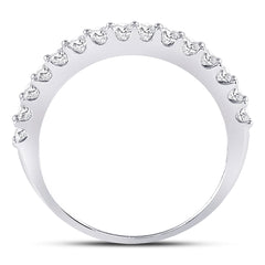 14kt White Gold Womens Round Diamond Wedding Anniversary Band 1/2 Cttw