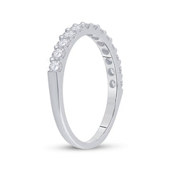 14kt White Gold Womens Round Diamond Single Row Wedding Band 1/2 Cttw