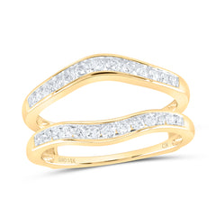 14kt Yellow Gold Womens Round Diamond Channel Set Wrap Ring Guard Enhancer 1/2 Cttw