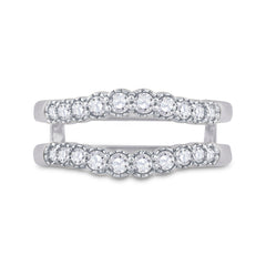 14kt White Gold Womens Round Diamond Wrap Ring Guard Enhancer 1/2 Cttw