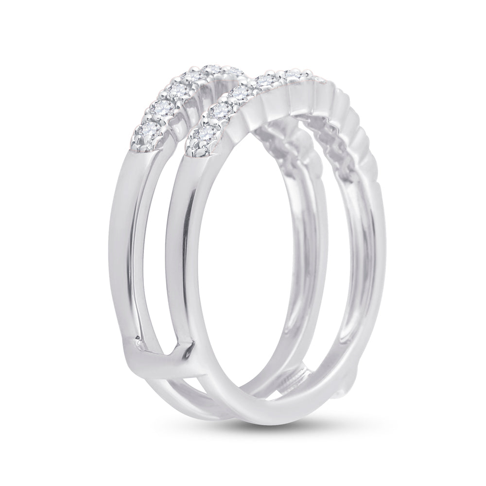 14kt White Gold Womens Round Diamond Wrap Ring Guard Enhancer 1/2 Cttw