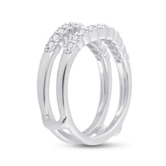14kt White Gold Womens Round Diamond Wrap Ring Guard Enhancer 1/2 Cttw