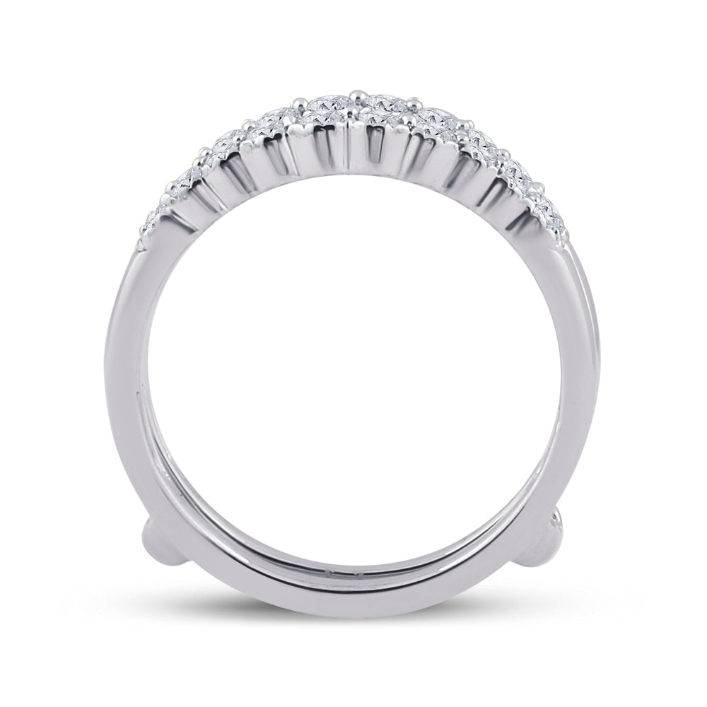 14kt White Gold Womens Round Diamond Wrap Ring Guard Enhancer 1/2 Cttw