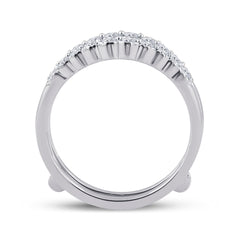 14kt White Gold Womens Round Diamond Wrap Ring Guard Enhancer 1/2 Cttw