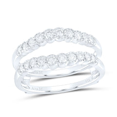 14kt White Gold Womens Round Diamond Wrap Ring Guard Enhancer 1/2 Cttw