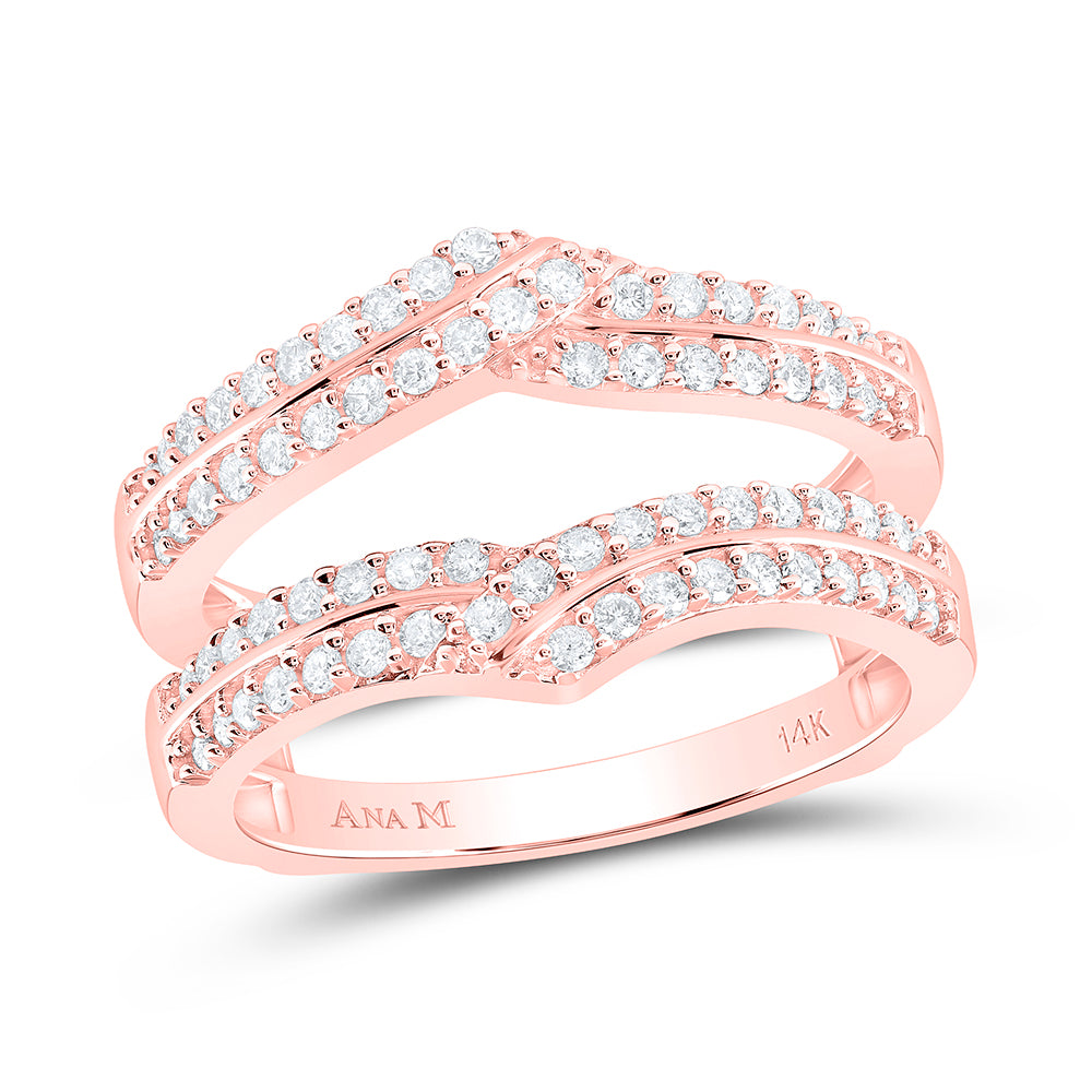 14K Rose Gold Womens Round Natural Diamond Wrap Ring Guard Enhancer 1/2 CTW 5.86 Gram