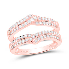 14K Rose Gold Womens Round Natural Diamond Wrap Ring Guard Enhancer 1/2 CTW 5.86 Gram