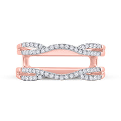 14K Rose Gold Womens Round Natural Diamond Wrap Ring Guard Enhancer 1/3 CTW 3.27 Gram