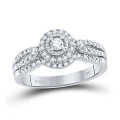 10kt White Gold Womens Round Diamond Bridal Wedding Engagement Ring Band Set 1/3 Cttw