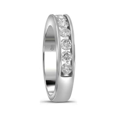 14kt White Gold Womens Round Channel-set Diamond Single Row Wedding Band 1.00 Cttw