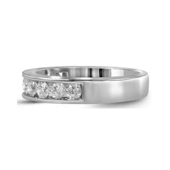 14kt White Gold Womens Round Channel-set Diamond Single Row Wedding Band 1.00 Cttw