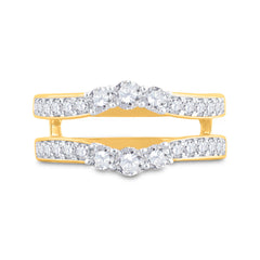 14kt Two-Tone Yellow Gold Womens Round Diamond Wrap Ring Guard Enhancer 1.00 Cttw