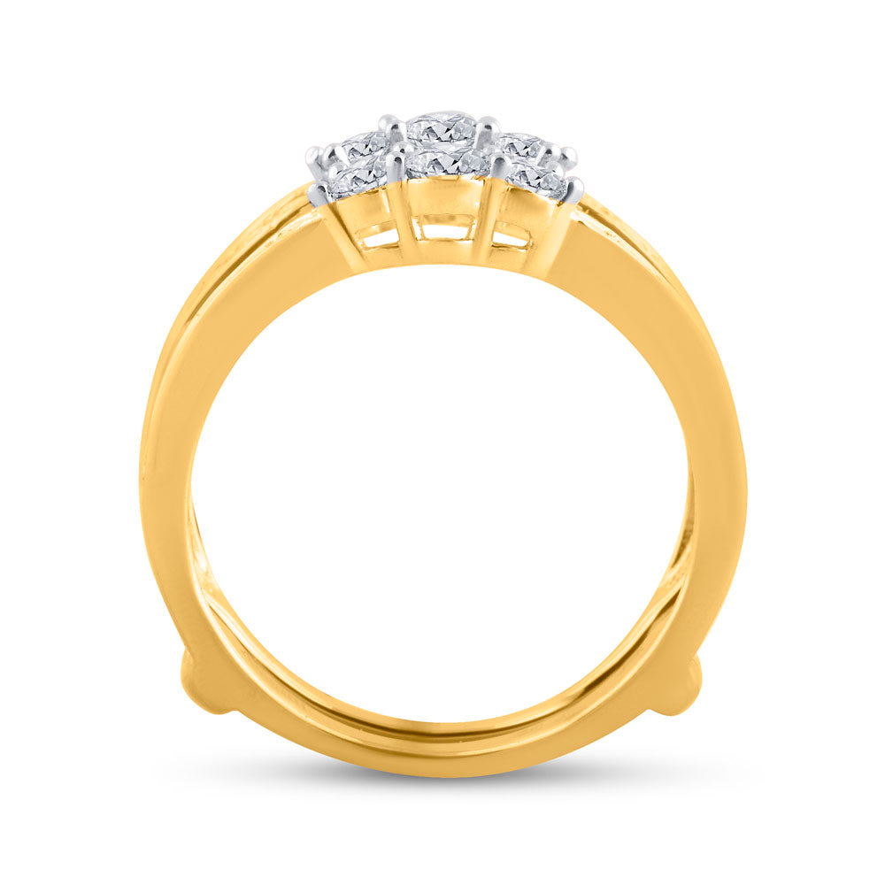 14kt Two-Tone Yellow Gold Womens Round Diamond Wrap Ring Guard Enhancer 1.00 Cttw