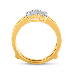 14kt Two-Tone Yellow Gold Womens Round Diamond Wrap Ring Guard Enhancer 1.00 Cttw