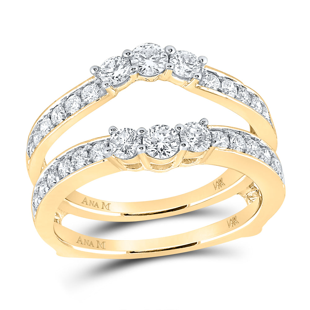 14kt Two-Tone Yellow Gold Womens Round Diamond Wrap Ring Guard Enhancer 1.00 Cttw