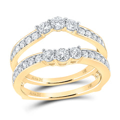 14kt Two-Tone Yellow Gold Womens Round Diamond Wrap Ring Guard Enhancer 1.00 Cttw
