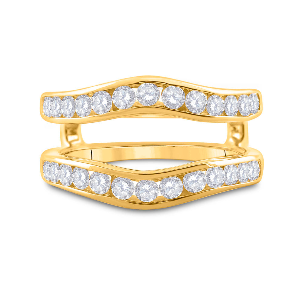 14K Yellow Gold 14K Two-Tone Yellow Gold Womens Round Natural Diamond Wrap Ring Guard Enhancer 1.00 CTW 4.95 Gram