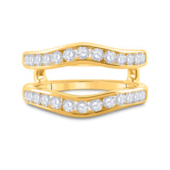 14K Yellow Gold 14K Two-Tone Yellow Gold Womens Round Natural Diamond Wrap Ring Guard Enhancer 1.00 CTW 4.95 Gram
